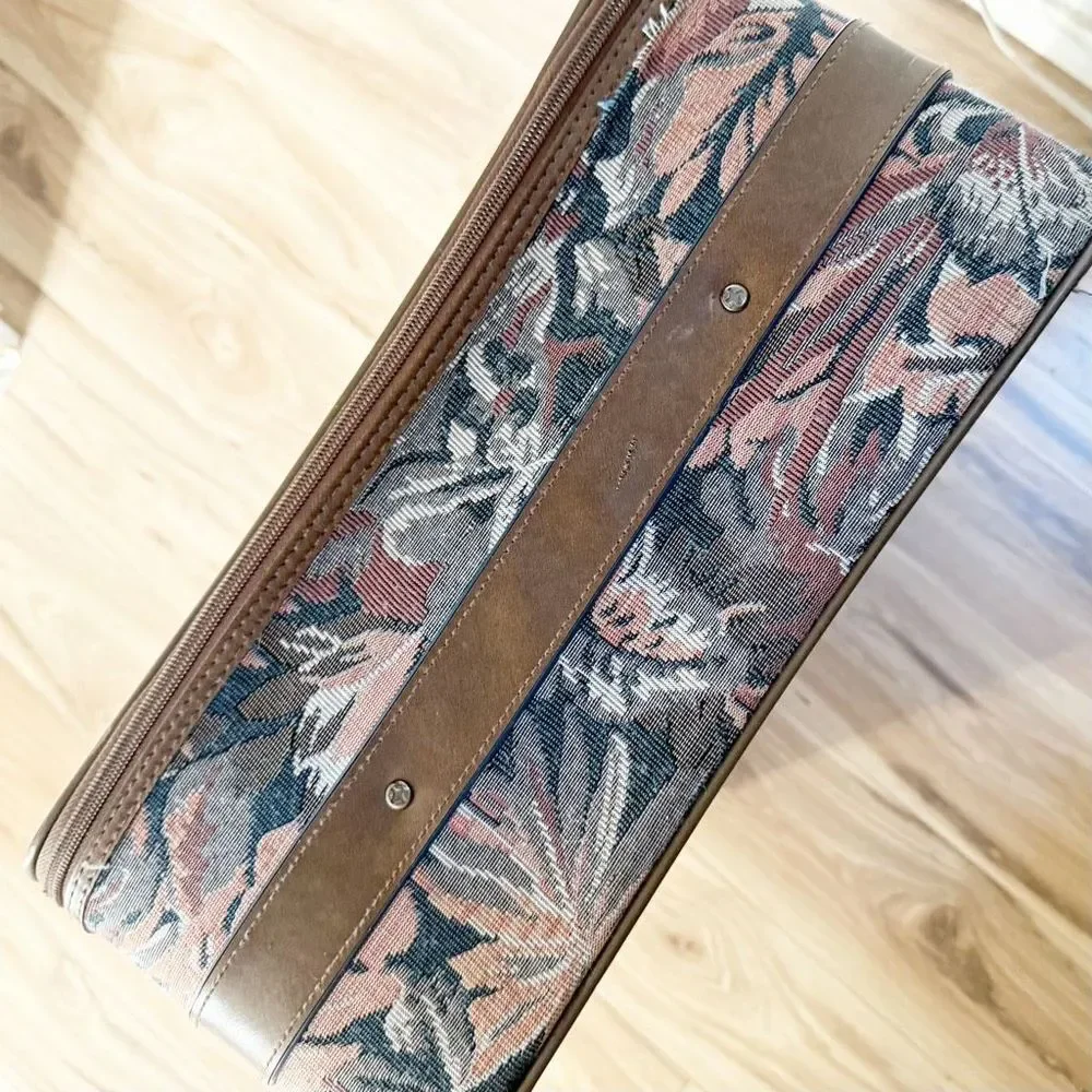 GIVENCHY | Vintage Large Rolling Carpet Luggage Floral Feather Foliage Tapestry